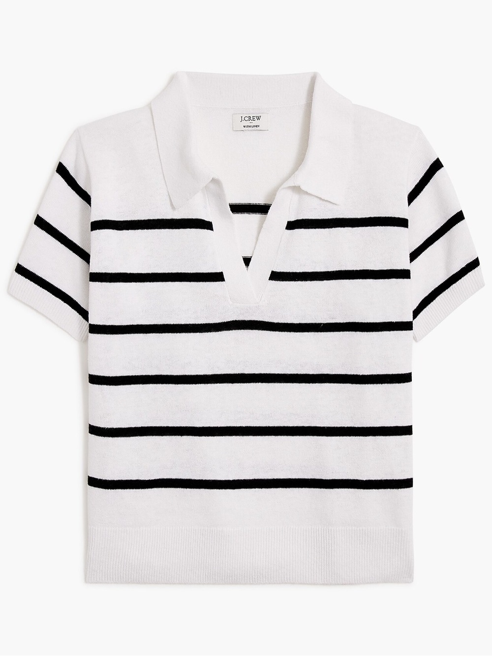 J. Crew White Short Sleeve Polo with Black Stripes